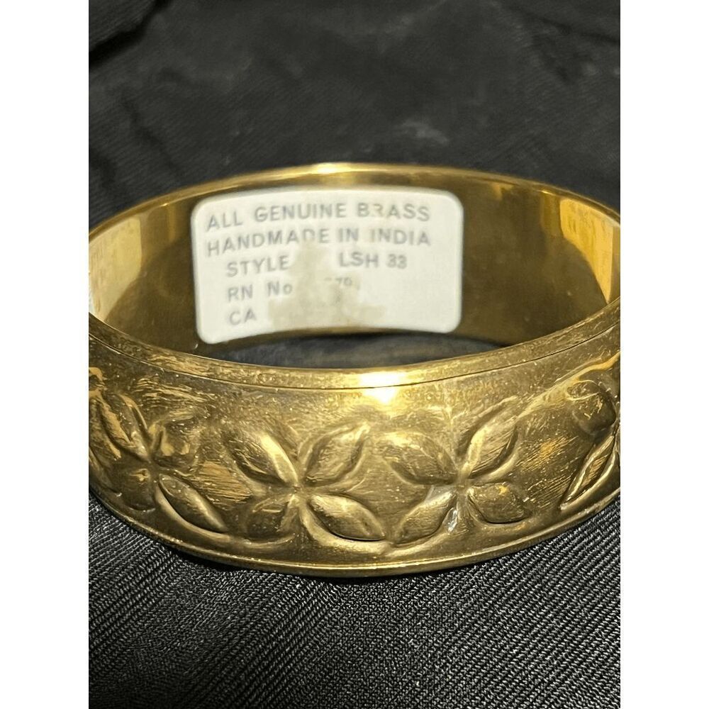 Bohemian Vintage Chunky Brass Bangle Bracelet - Made in India - Picture 3 of 4